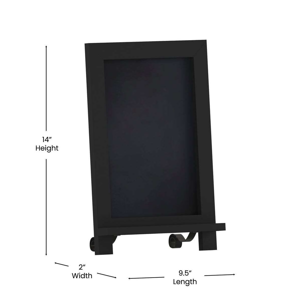 Canterbury 9.5" x 14" Black Tabletop Magnetic Chalkboard Sign with Metal Scrolled Legs, Hanging Wall Chalkboard, Countertop Memo Board