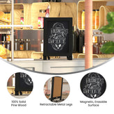 Canterbury 9.5" x 14" Black Tabletop Magnetic Chalkboard Sign with Metal Scrolled Legs, Hanging Wall Chalkboard, Countertop Memo Board
