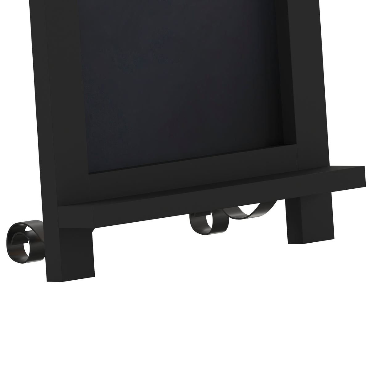 Canterbury 9.5" x 14" Black Tabletop Magnetic Chalkboard Sign with Metal Scrolled Legs, Hanging Wall Chalkboard, Countertop Memo Board