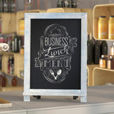 Canterbury 12" x 17" Rustic Blue Tabletop Magnetic Chalkboard Sign with Metal Scrolled Legs, Hanging Wall Chalkboard, Countertop Memo Board