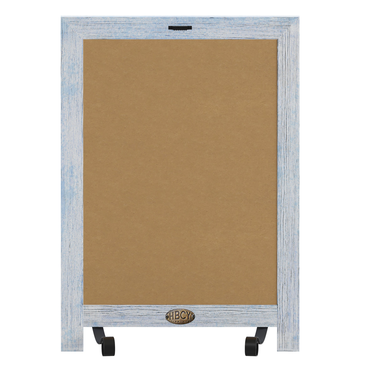Canterbury 12" x 17" Rustic Blue Tabletop Magnetic Chalkboard Sign with Metal Scrolled Legs, Hanging Wall Chalkboard, Countertop Memo Board