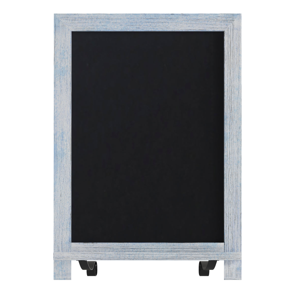 Canterbury 12" x 17" Rustic Blue Tabletop Magnetic Chalkboard Sign with Metal Scrolled Legs, Hanging Wall Chalkboard, Countertop Memo Board
