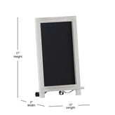 Canterbury 12" x 17" Whitewashed Tabletop Magnetic Chalkboard Sign with Metal Scrolled Legs, Hanging Wall Chalkboard, Countertop Memo Board