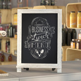Canterbury 12" x 17" Whitewashed Tabletop Magnetic Chalkboard Sign with Metal Scrolled Legs, Hanging Wall Chalkboard, Countertop Memo Board