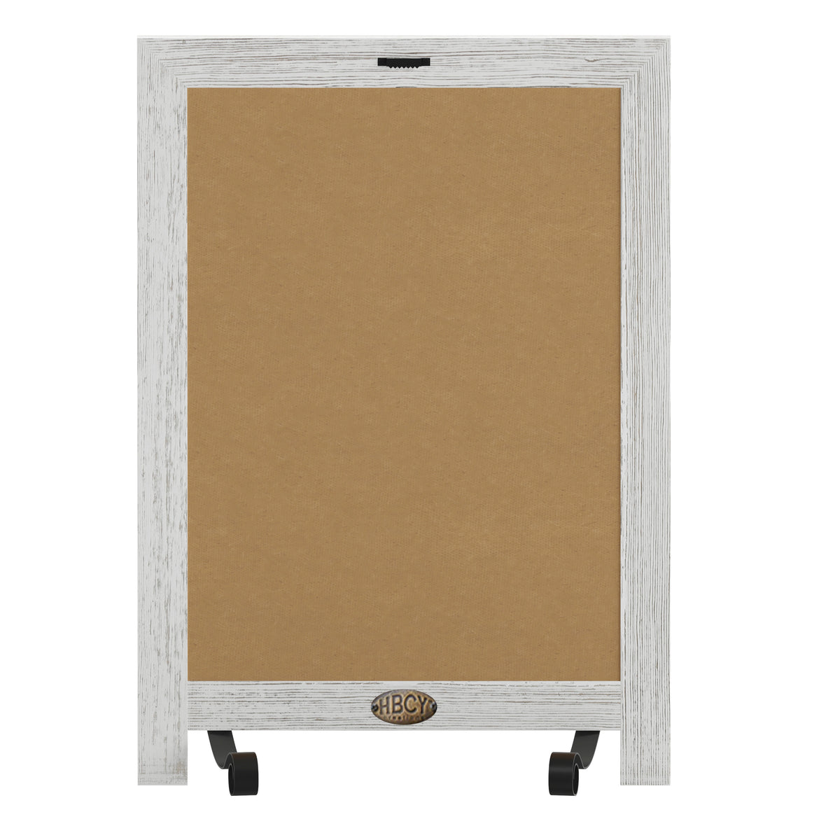 Canterbury 12" x 17" Whitewashed Tabletop Magnetic Chalkboard Sign with Metal Scrolled Legs, Hanging Wall Chalkboard, Countertop Memo Board