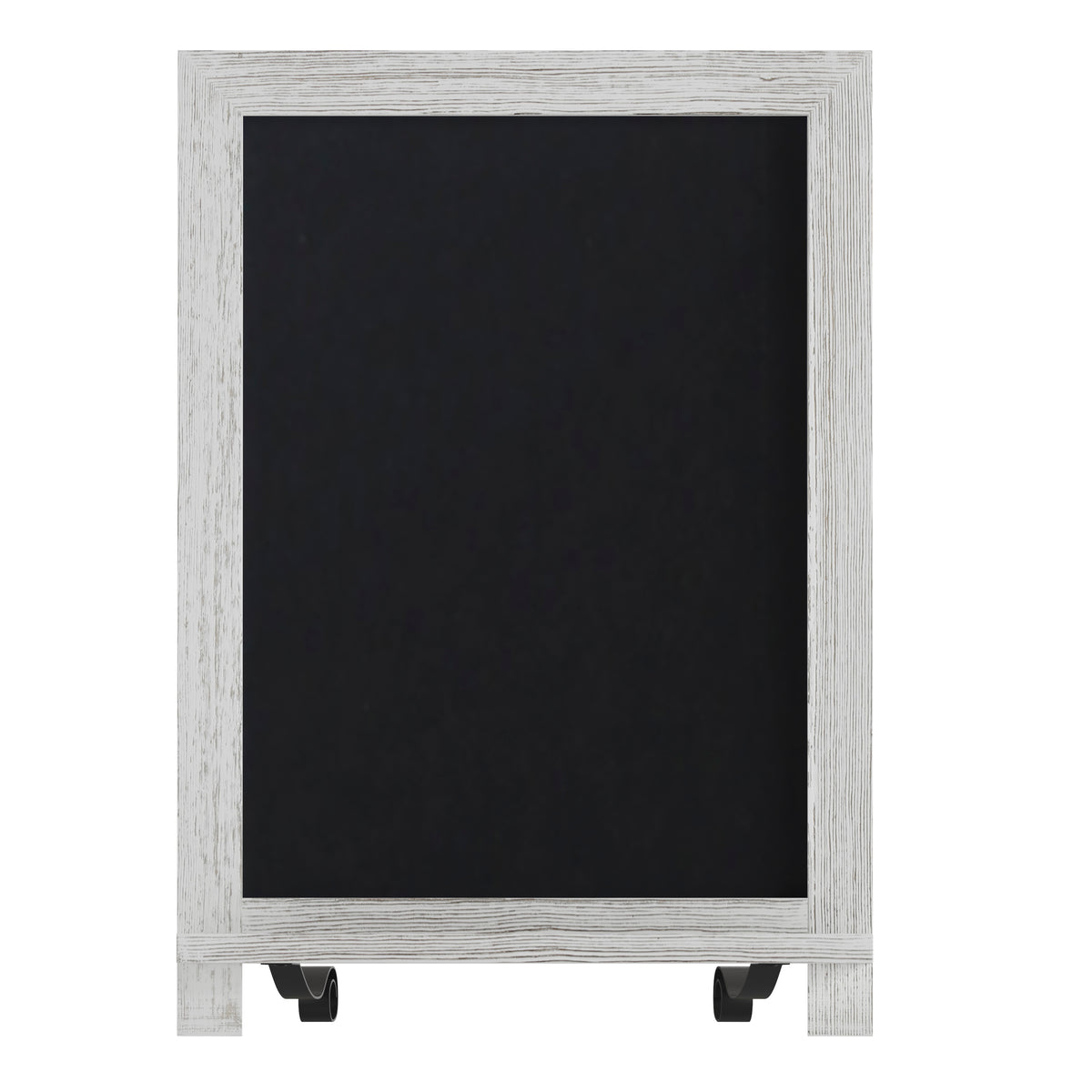 Canterbury 12" x 17" Whitewashed Tabletop Magnetic Chalkboard Sign with Metal Scrolled Legs, Hanging Wall Chalkboard, Countertop Memo Board