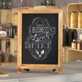 Canterbury 12" x 17" Torched Wood Tabletop Magnetic Chalkboard Sign with Metal Scrolled Legs, Hanging Wall Chalkboard, Countertop Memo Board