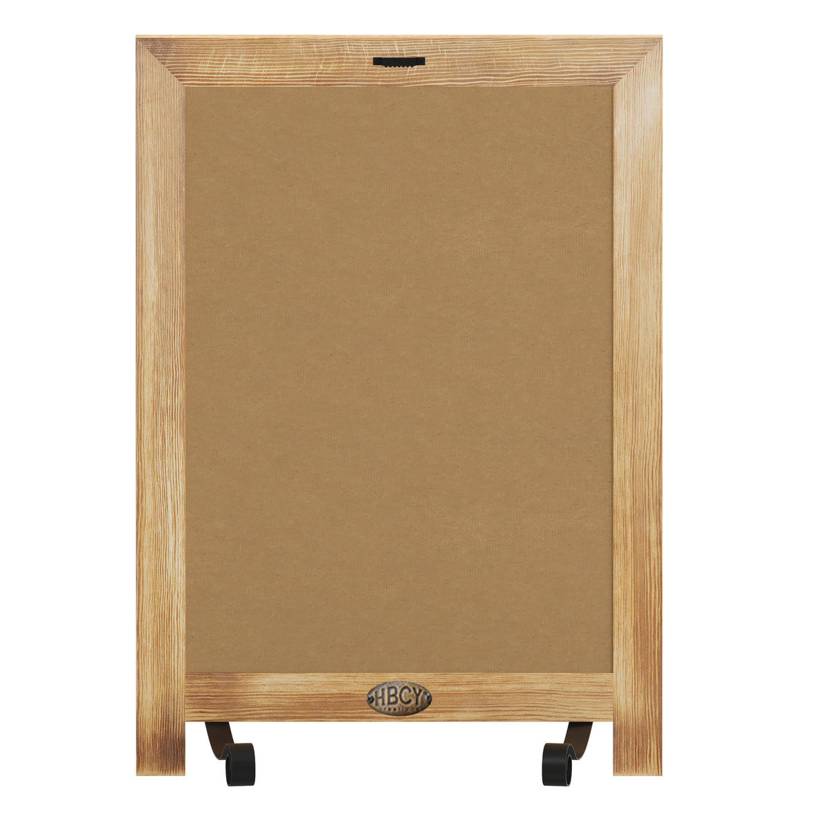 Canterbury 12" x 17" Torched Wood Tabletop Magnetic Chalkboard Sign with Metal Scrolled Legs, Hanging Wall Chalkboard, Countertop Memo Board