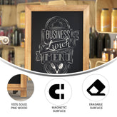 Canterbury 12" x 17" Torched Wood Tabletop Magnetic Chalkboard Sign with Metal Scrolled Legs, Hanging Wall Chalkboard, Countertop Memo Board