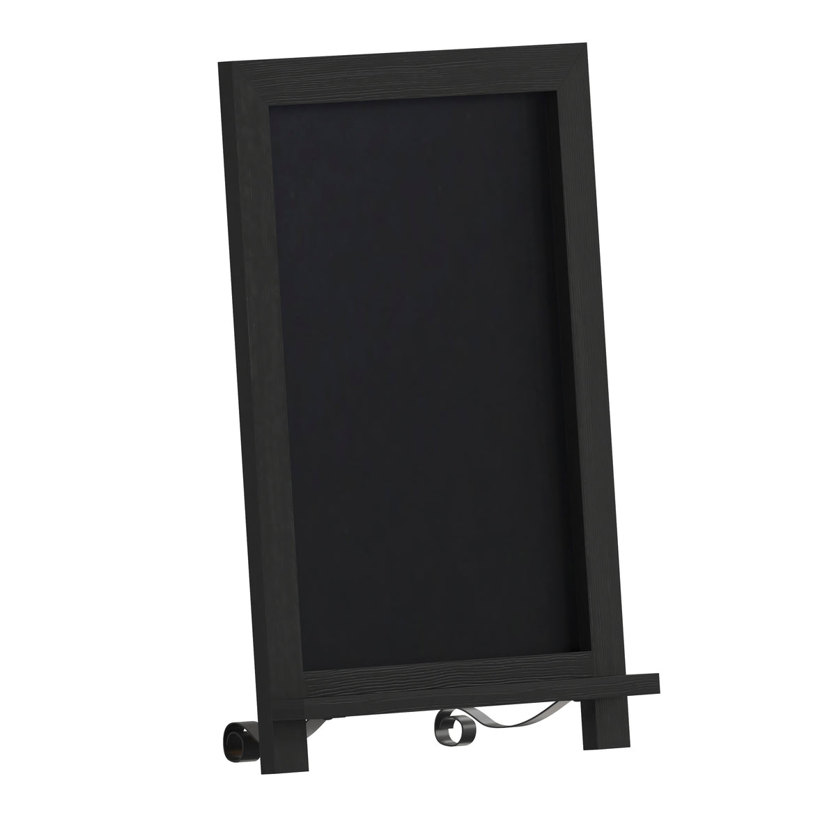 Canterbury 12" x 17" Black Tabletop Magnetic Chalkboard Sign with Metal Scrolled Legs, Hanging Wall Chalkboard, Countertop Memo Board