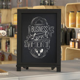 Canterbury 12" x 17" Black Tabletop Magnetic Chalkboard Sign with Metal Scrolled Legs, Hanging Wall Chalkboard, Countertop Memo Board
