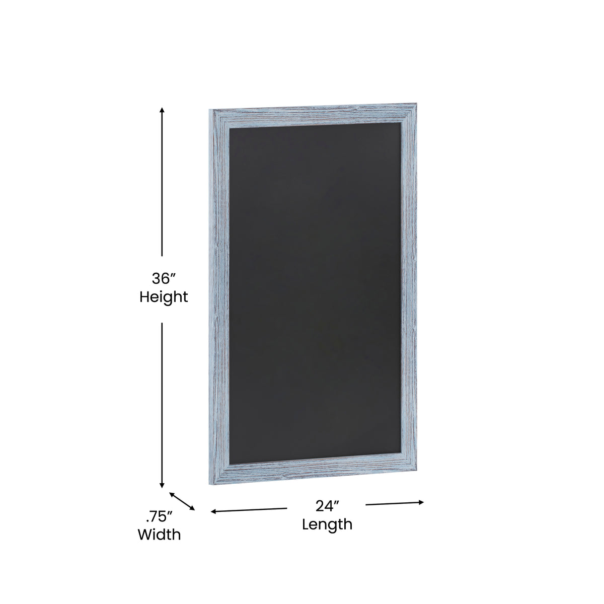 Canterbury 24" x 36" Rustic Blue Wall Mount Magnetic Chalkboard Sign with Eraser, Hanging Wall Chalkboard Memo Board for Home, School, or Business