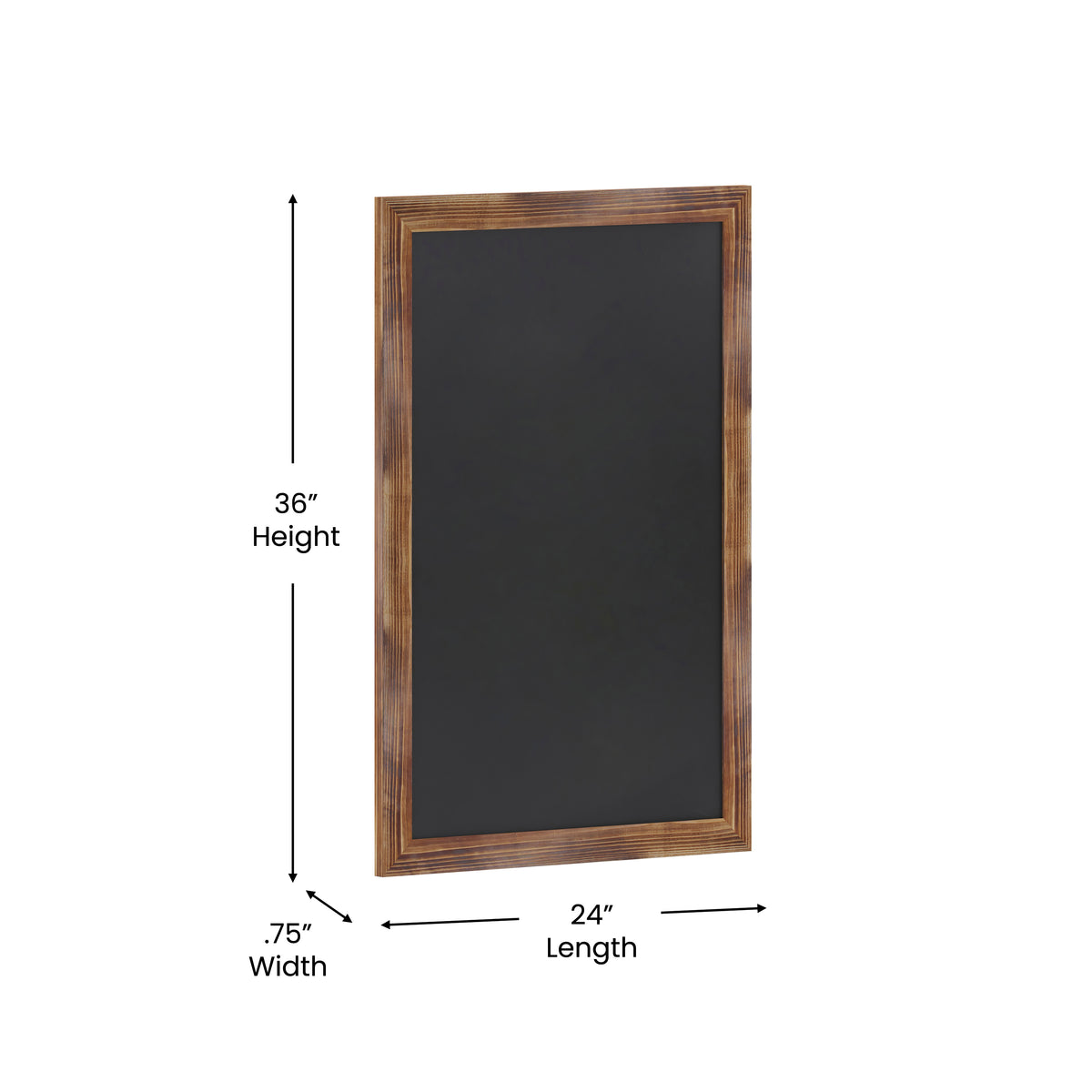 Canterbury 24" x 36" Torched Wood Wall Mount Magnetic Chalkboard Sign with Eraser, Hanging Wall Chalkboard Memo Board for Home, School, or Business