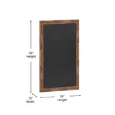 Canterbury 24" x 36" Torched Wood Wall Mount Magnetic Chalkboard Sign with Eraser, Hanging Wall Chalkboard Memo Board for Home, School, or Business