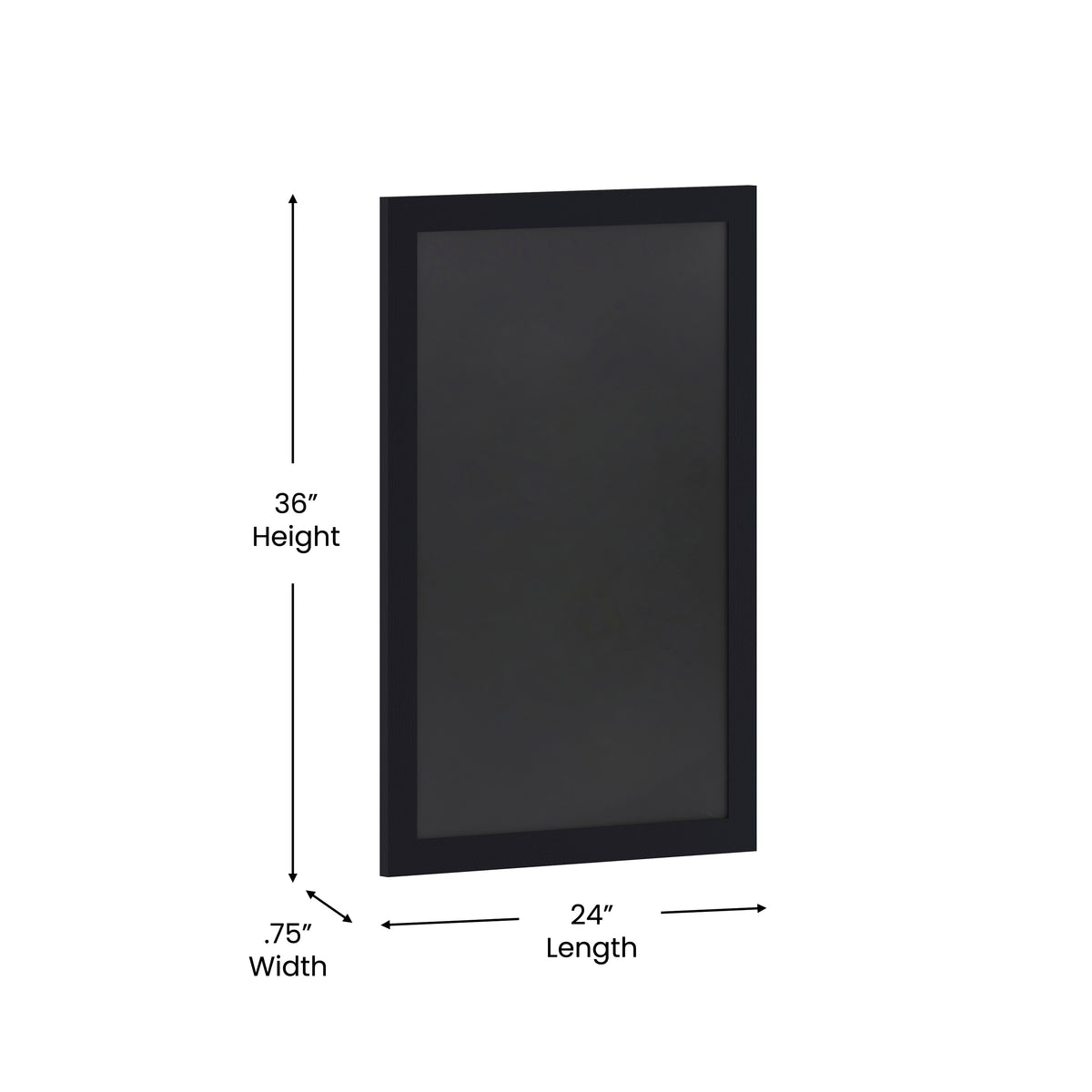Canterbury 24" x 36" Black Wall Mount Magnetic Chalkboard Sign with Eraser, Hanging Wall Chalkboard Memo Board for Home, School, or Business