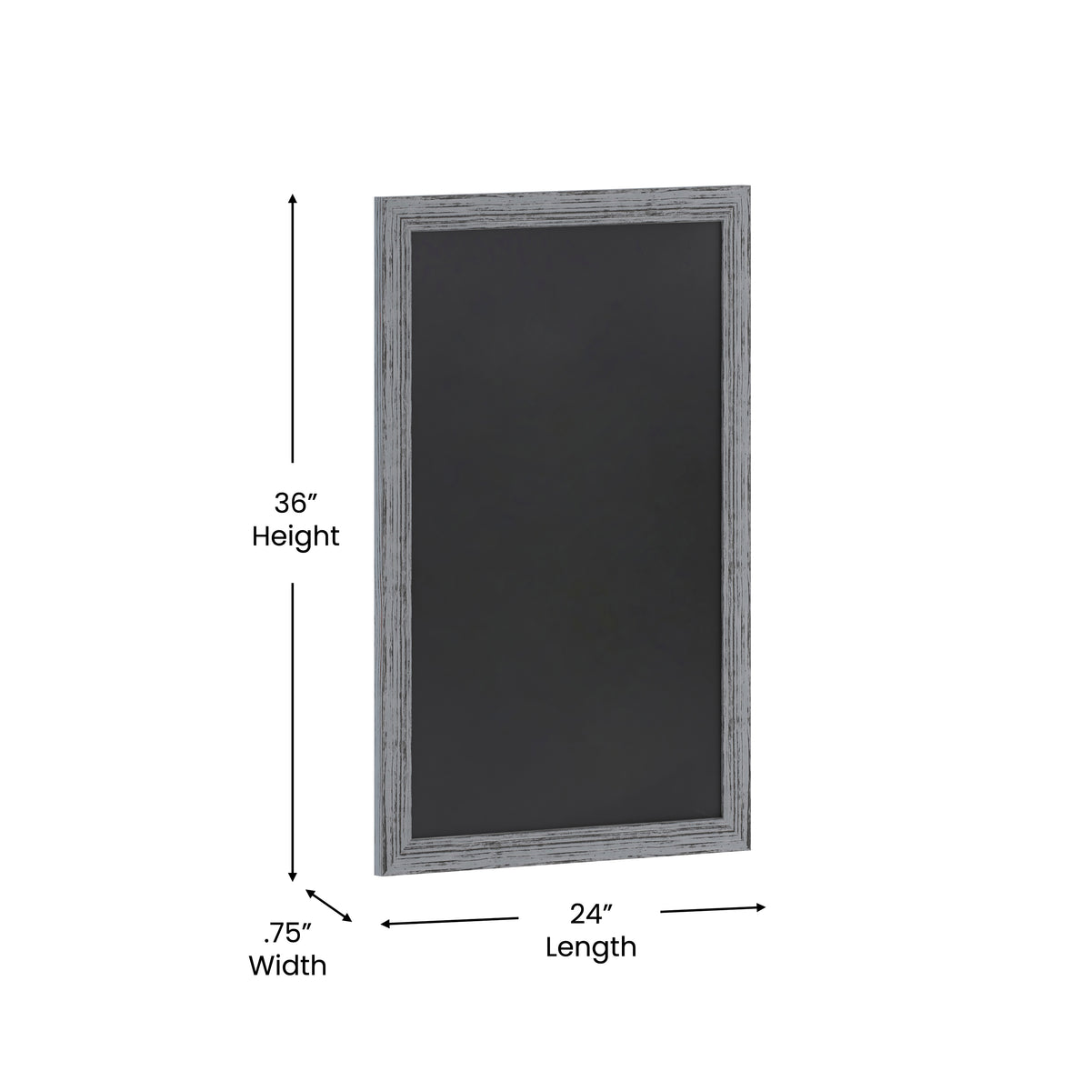 Canterbury 24" x 36" Rustic Gray Wall Mount Magnetic Chalkboard Sign with Eraser, Hanging Wall Chalkboard Memo Board for Home, School, or Business