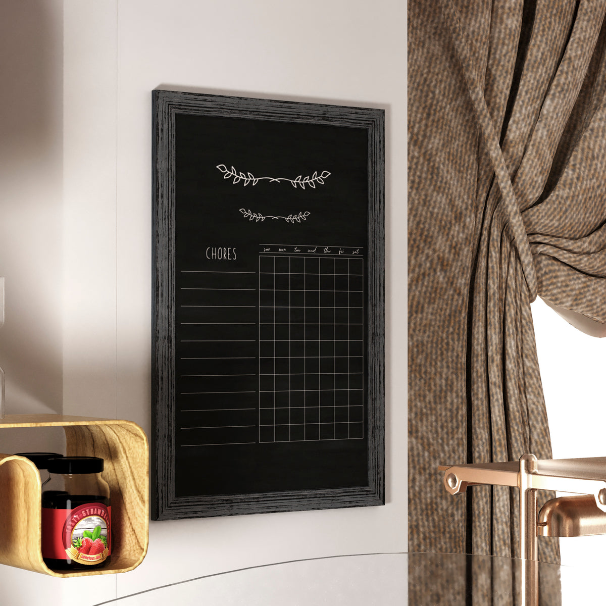 Canterbury 24" x 36" Rustic Gray Wall Mount Magnetic Chalkboard Sign with Eraser, Hanging Wall Chalkboard Memo Board for Home, School, or Business