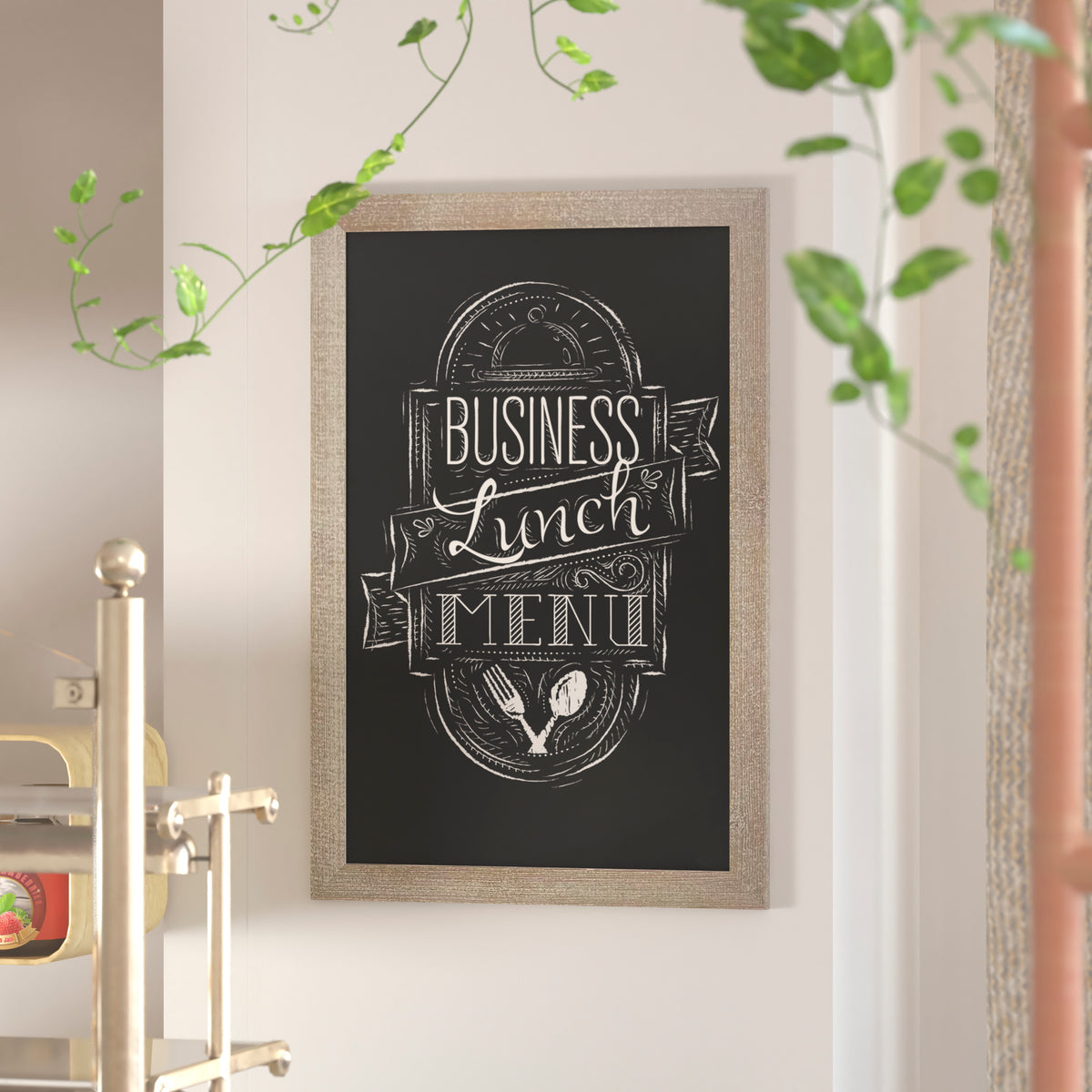 Canterbury 24" x 36" Weathered Wall Mount Magnetic Chalkboard Sign with Eraser, Hanging Wall Chalkboard Memo Board for Home, School, or Business