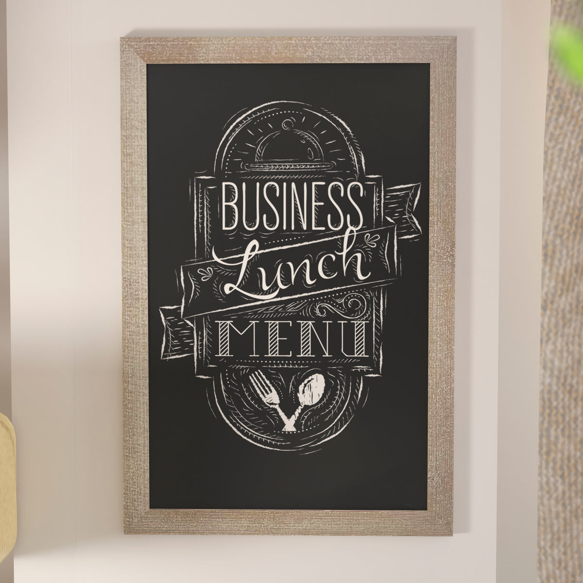 Canterbury 24" x 36" Weathered Wall Mount Magnetic Chalkboard Sign with Eraser, Hanging Wall Chalkboard Memo Board for Home, School, or Business