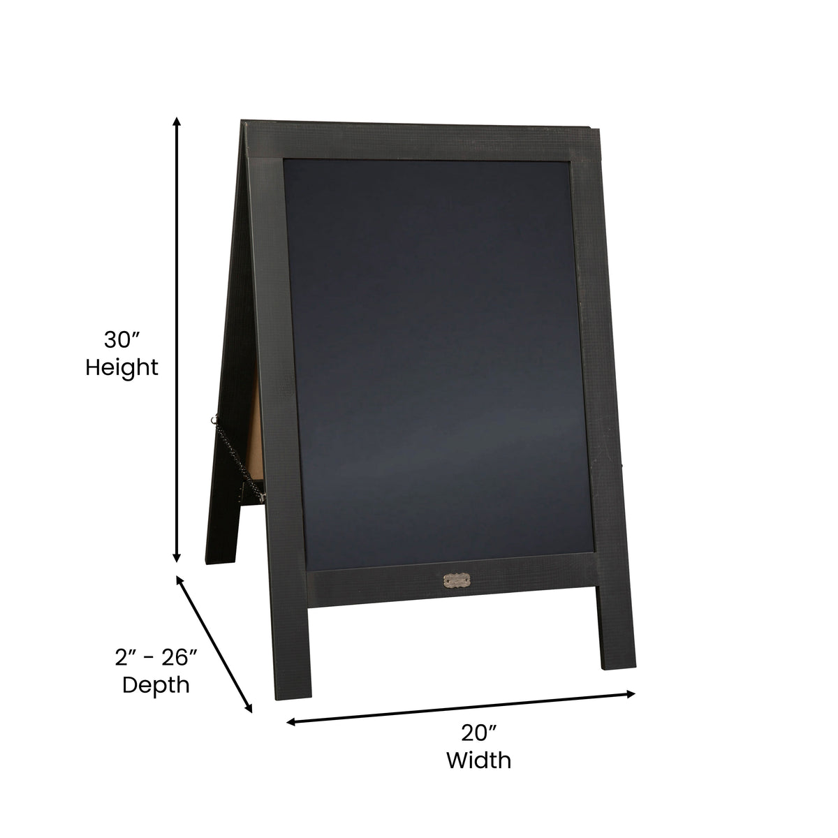 Canterbury 30" x 20" Vintage Wooden A-Frame Magnetic Indoor/Outdoor Chalkboard Sign, Freestanding Double Sided Extra Large Message Board, Black