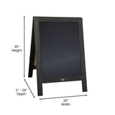 Canterbury 30" x 20" Vintage Wooden A-Frame Magnetic Indoor/Outdoor Chalkboard Sign, Freestanding Double Sided Extra Large Message Board, Black