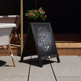Canterbury 30" x 20" Vintage Wooden A-Frame Magnetic Indoor/Outdoor Chalkboard Sign, Freestanding Double Sided Extra Large Message Board, Black