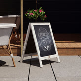 Canterbury 30" x 20" Vintage Wooden A-Frame Magnetic Indoor/Outdoor Chalkboard Sign, Freestanding Double Sided Extra Large Message Board, White Wash