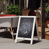 Canterbury 30" x 20" Vintage Wooden A-Frame Magnetic Indoor/Outdoor Chalkboard Sign, Freestanding Double Sided Extra Large Message Board, White Wash