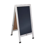 Canterbury Whitewashed 48x24 Vintage Wooden A-Frame Indoor/Outdoor A-Frame Magnetic Chalkboard Sign Set with 8 Chalk Markers, 10 Stencils, 2 Magnets
