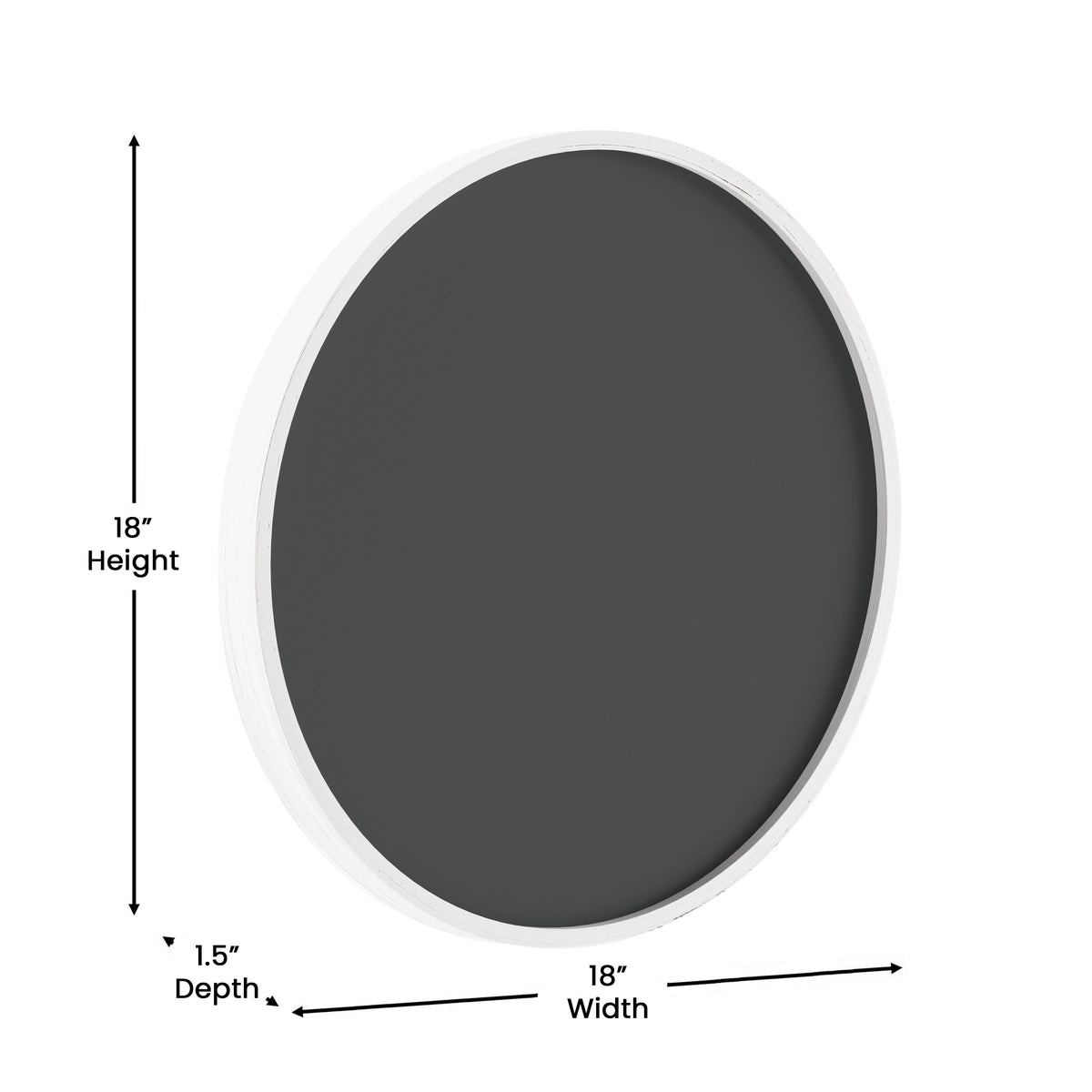 Canterbury 18" Round Wall Mounted Magnetic Chalkboard for Home or Business with Eraser and Chalk in Whitewash Pine Wood Frame