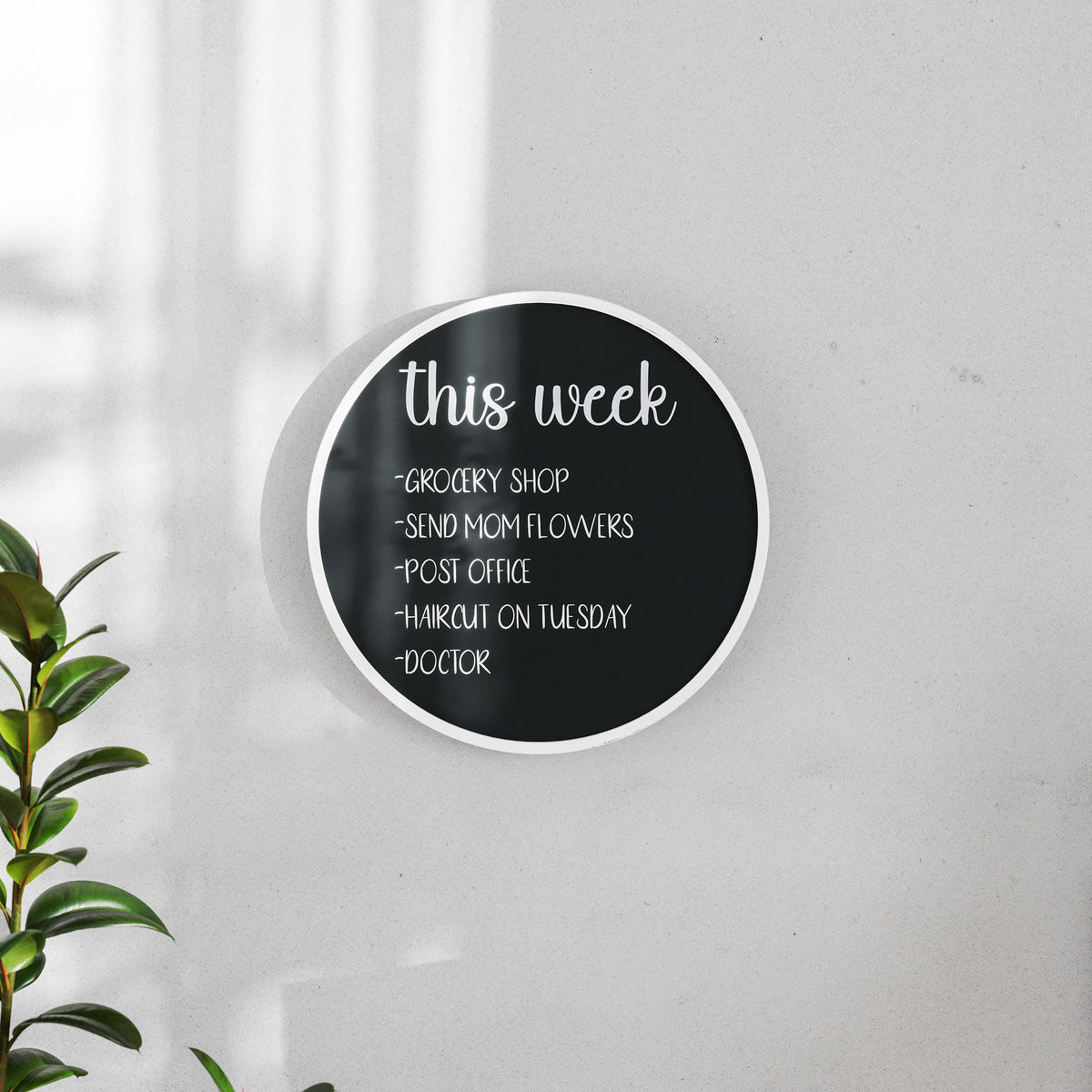 Canterbury 18" Round Wall Mounted Magnetic Chalkboard for Home or Business with Eraser and Chalk in Whitewash Pine Wood Frame