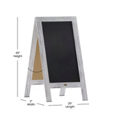 Canterbury 40" x 20" Whitewashed Wooden Indoor/Outdoor A-Frame Magnetic Chalkboard Sign Set - 8 Chalk Markers, 10 Stencils, 2 Magnets, and Eraser