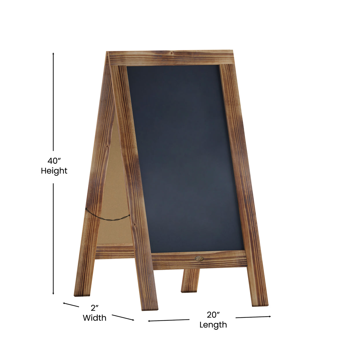Canterbury 40" x 20" Rustic Brown Wooden Indoor/Outdoor A-Frame Magnetic Chalkboard Sign Set with 8 Chalk Markers, 10 Stencils, 2 Magnets, and Eraser