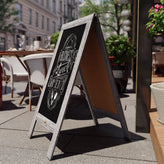 Canterbury 40" x 20" Vintage Wooden A-Frame Magnetic Indoor/Outdoor Chalkboard Sign, Freestanding Double Sided Extra Large Message Board, Graywash