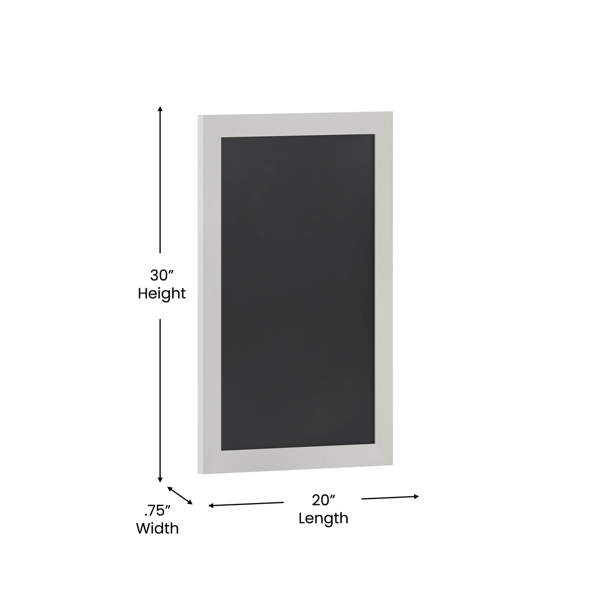 Canterbury 20" x 30" White Wall Mount Magnetic Chalkboard Sign with Eraser, Hanging Wall Chalkboard Memo Board for Home, School, or Business