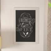 Canterbury 20" x 30" White Wall Mount Magnetic Chalkboard Sign with Eraser, Hanging Wall Chalkboard Memo Board for Home, School, or Business
