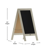 Canterbury 40" x 20" Vintage Wooden A-Frame Magnetic Indoor/Outdoor Chalkboard Sign, Freestanding Double Sided Extra Large Message Board, White