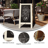 Canterbury 40" x 20" Vintage Wooden A-Frame Magnetic Indoor/Outdoor Chalkboard Sign, Freestanding Double Sided Extra Large Message Board, White