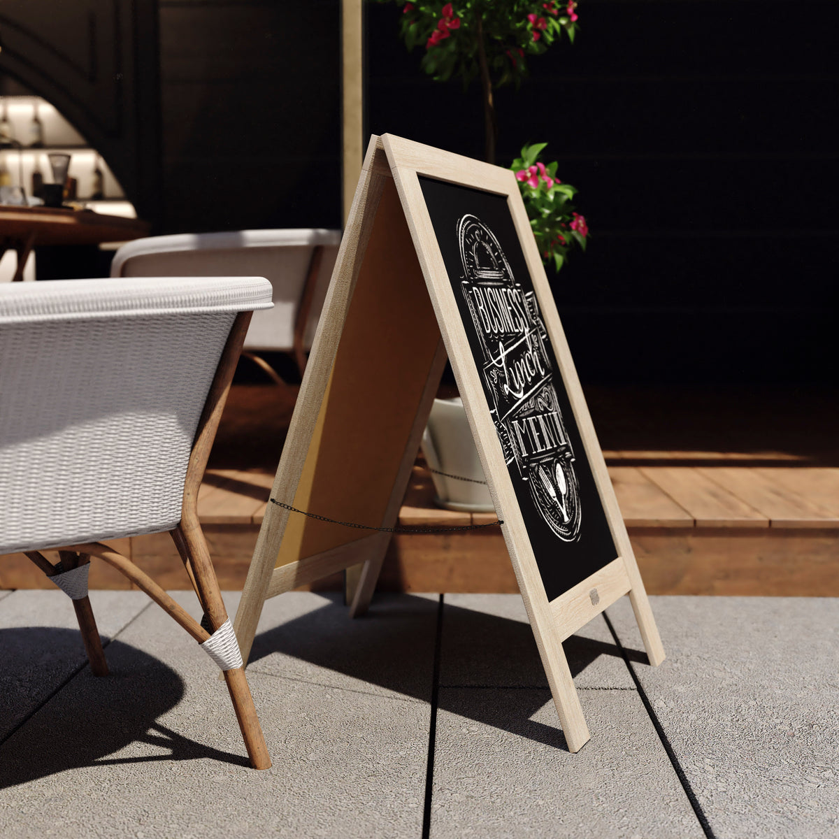 Canterbury 40" x 20" Vintage Wooden A-Frame Magnetic Indoor/Outdoor Chalkboard Sign, Freestanding Double Sided Extra Large Message Board, Weathered