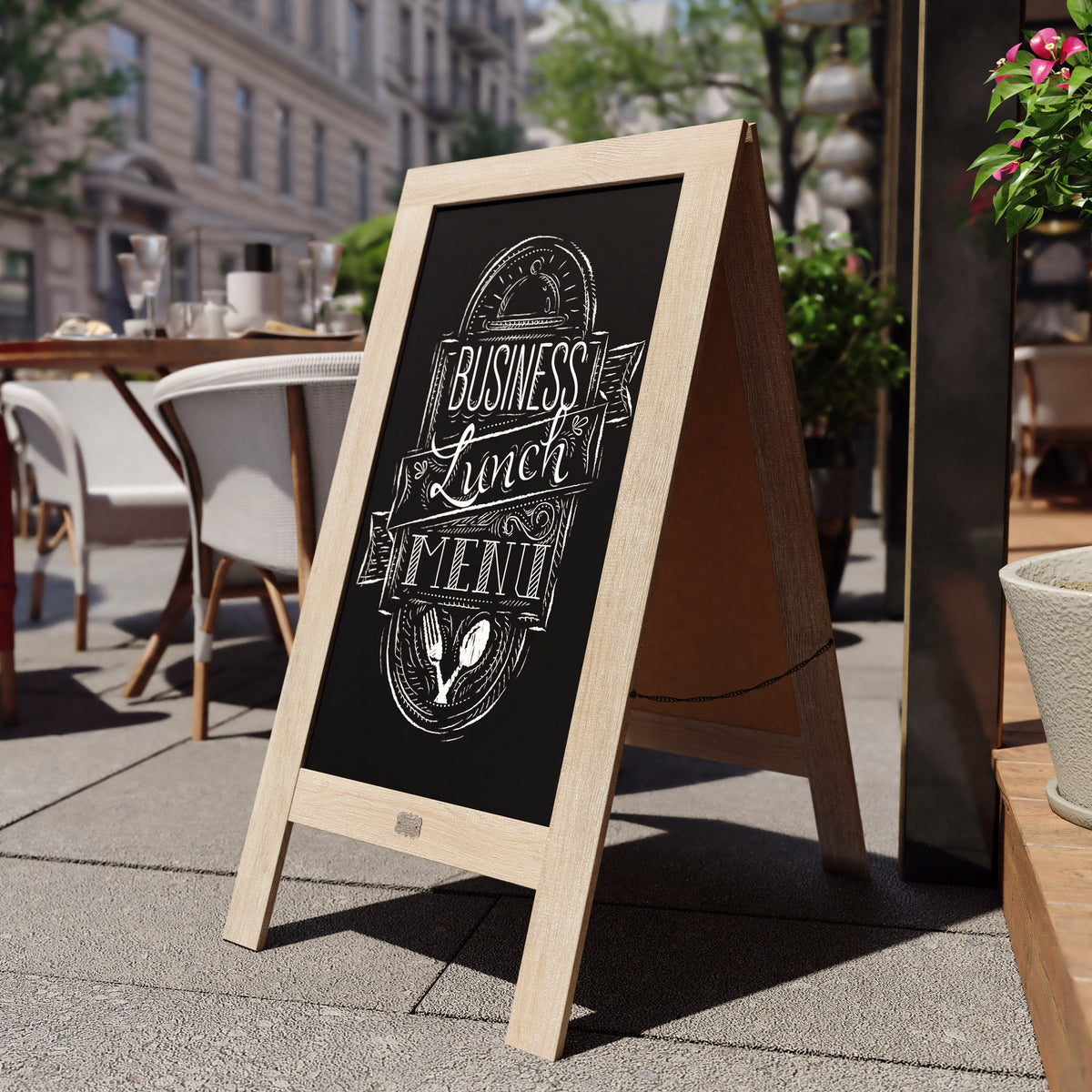 Canterbury 40" x 20" Vintage Wooden A-Frame Magnetic Indoor/Outdoor Chalkboard Sign, Freestanding Double Sided Extra Large Message Board, Weathered