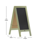 Canterbury 40" x 20" Vintage Wooden A-Frame Magnetic Indoor/Outdoor Chalkboard Sign, Freestanding Double Sided Extra Large Message Board, Green