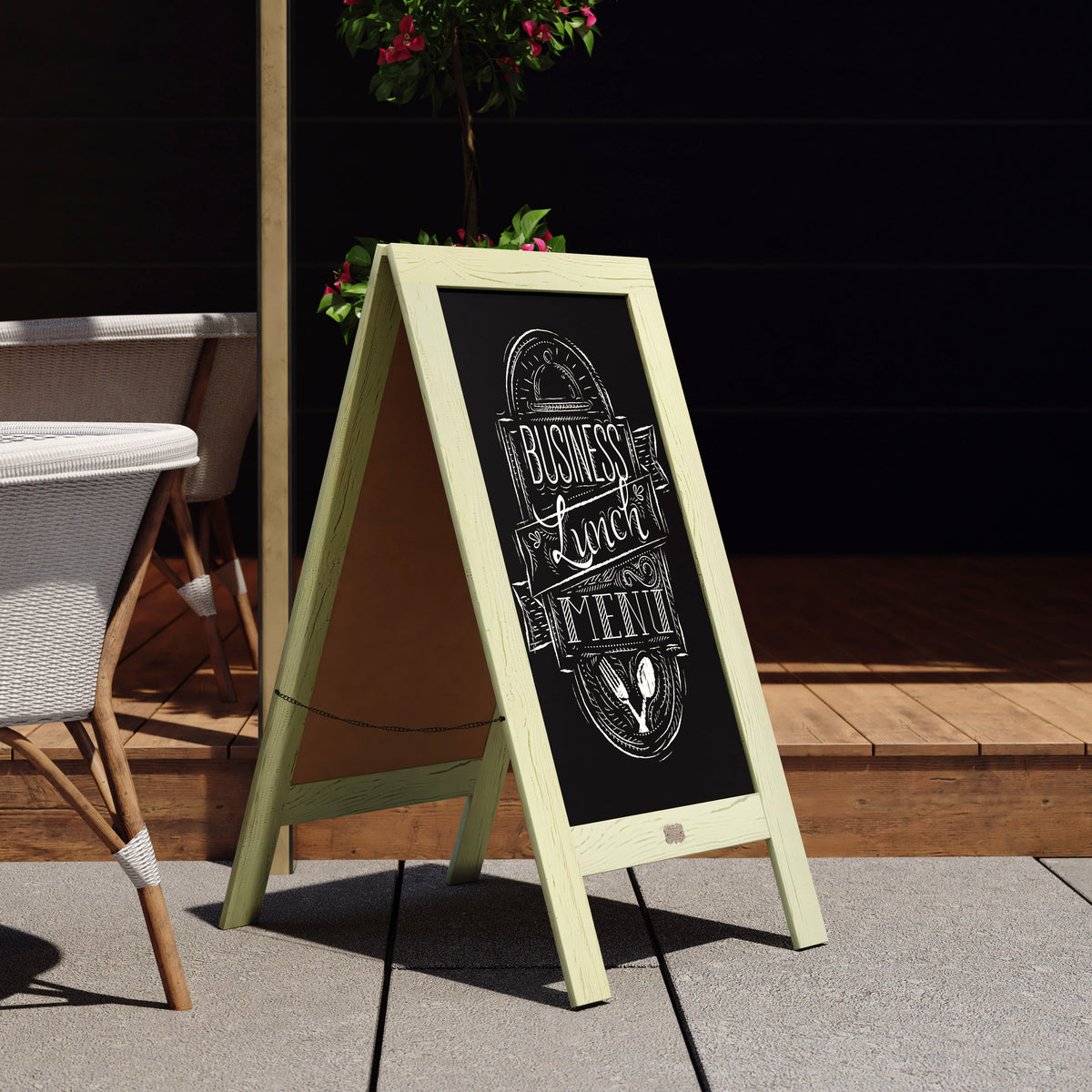 Canterbury 40" x 20" Vintage Wooden A-Frame Magnetic Indoor/Outdoor Chalkboard Sign, Freestanding Double Sided Extra Large Message Board, Green
