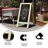 Canterbury 40" x 20" Vintage Wooden A-Frame Magnetic Indoor/Outdoor Chalkboard Sign, Freestanding Double Sided Extra Large Message Board, Green