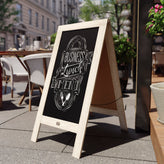 Canterbury 40" x 20" Weathered Wooden Indoor/Outdoor A-Frame Magnetic Chalkboard Sign Set with 8 Chalk Markers, 10 Stencils, and 2 Magnets, and Eraser