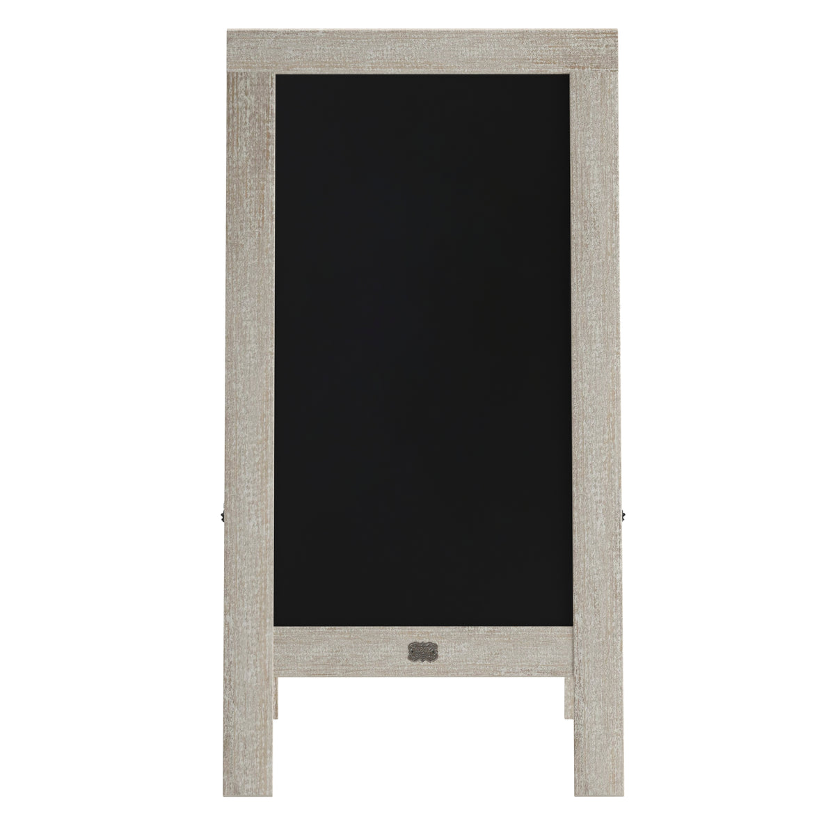 Canterbury 40" x 20" Weathered Wooden Indoor/Outdoor A-Frame Magnetic Chalkboard Sign Set with 8 Chalk Markers, 10 Stencils, and 2 Magnets, and Eraser