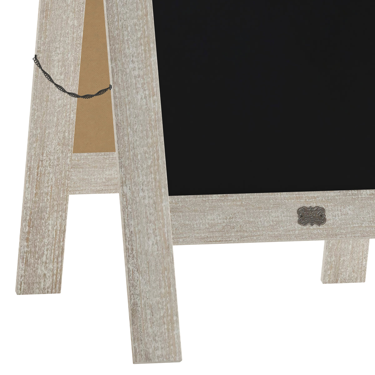 Canterbury 40" x 20" Weathered Wooden Indoor/Outdoor A-Frame Magnetic Chalkboard Sign Set with 8 Chalk Markers, 10 Stencils, and 2 Magnets, and Eraser
