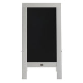 Canterbury 40" x 20" White Wooden Indoor/Outdoor A-Frame Magnetic Chalkboard Sign Set with 8 Chalk Markers, 10 Stencils, and 2 Magnets, and Eraser