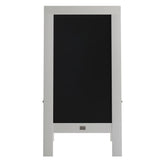 Canterbury 40" x 20" White Wooden Indoor/Outdoor A-Frame Magnetic Chalkboard Sign Set with 8 Chalk Markers, 10 Stencils, and 2 Magnets, and Eraser