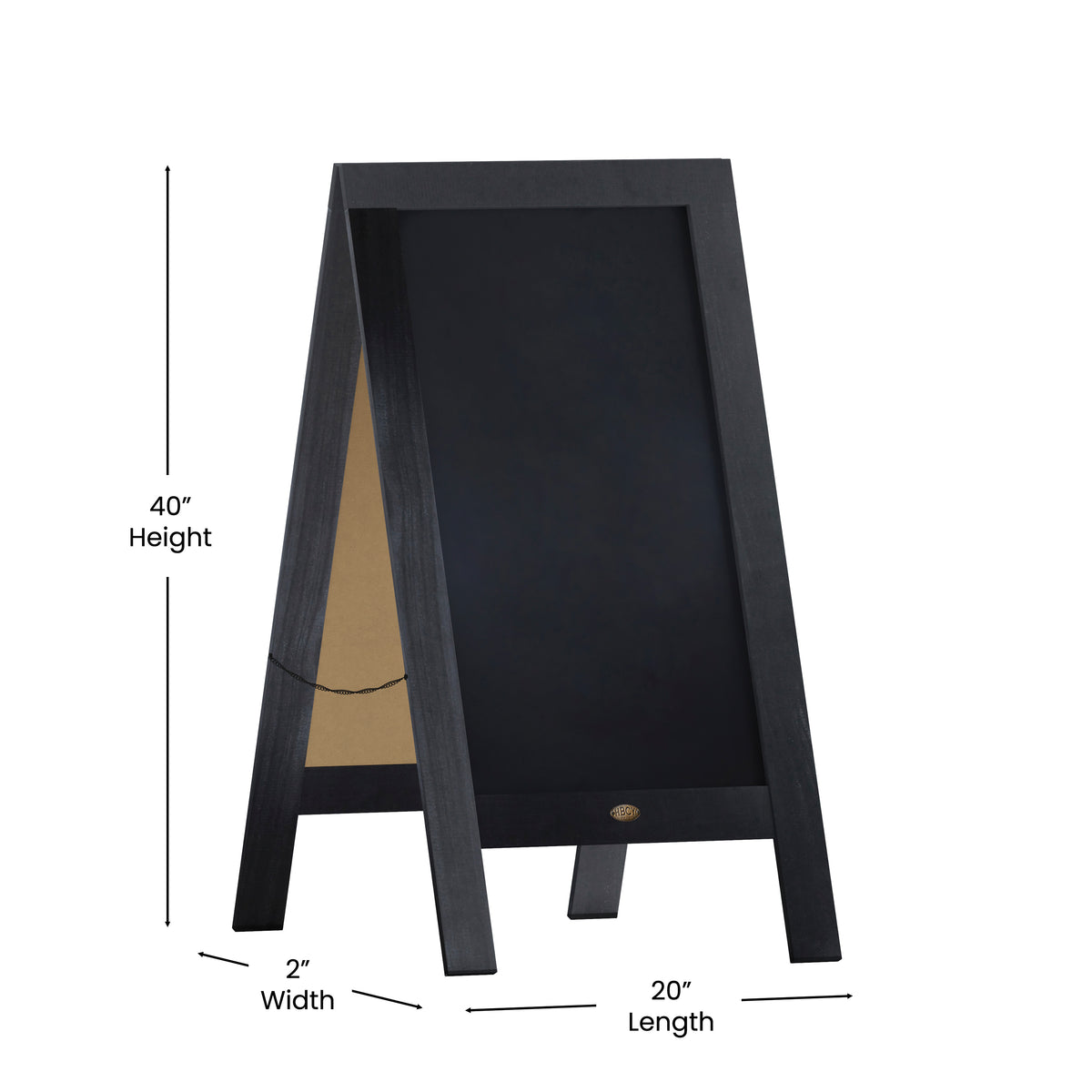 Canterbury 40" x 20" Black Wooden Indoor/Outdoor A-Frame Magnetic Chalkboard Sign Set with 8 Chalk Markers, 10 Stencils, and 2 Magnets, and Eraser
