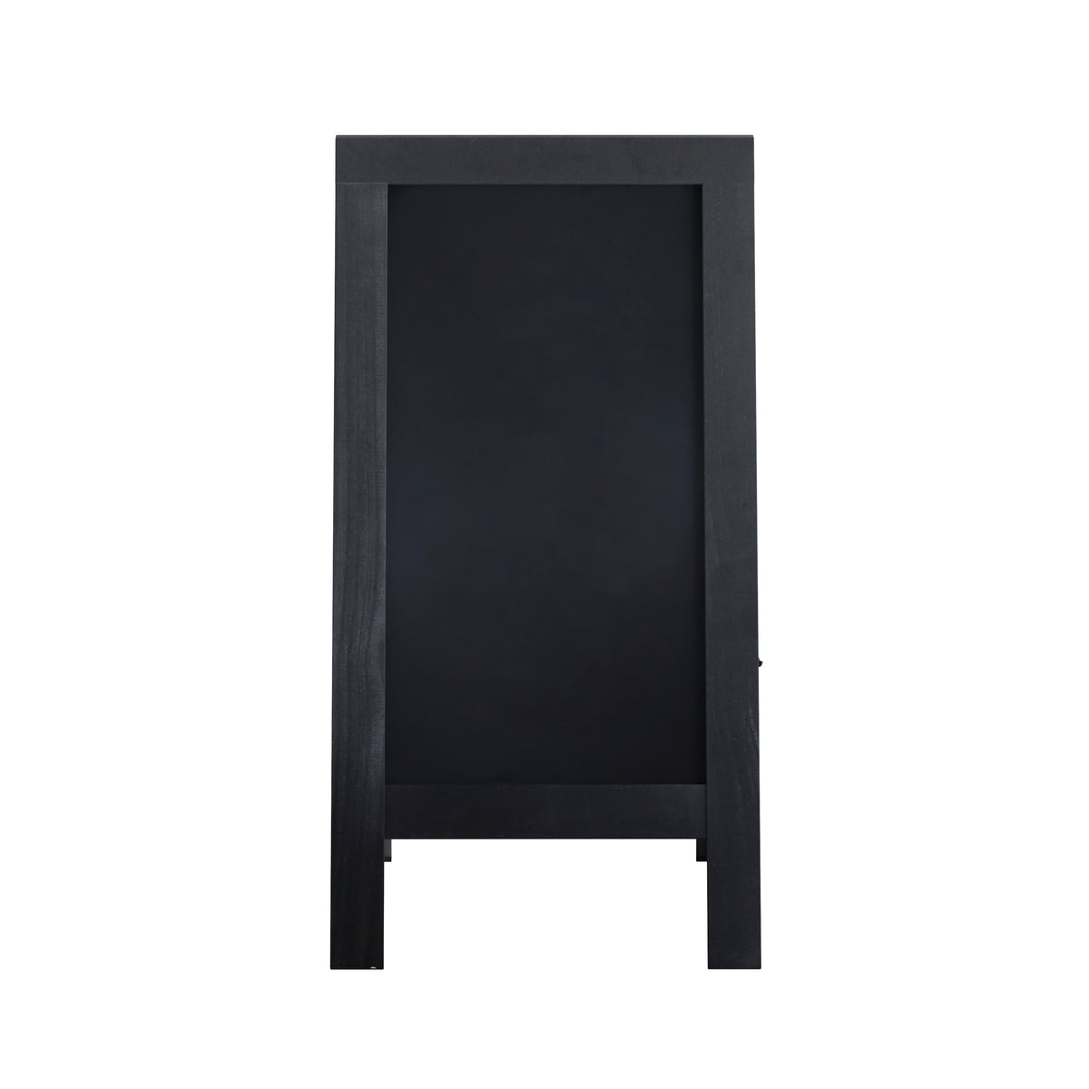 Canterbury 40" x 20" Black Wooden Indoor/Outdoor A-Frame Magnetic Chalkboard Sign Set with 8 Chalk Markers, 10 Stencils, and 2 Magnets, and Eraser